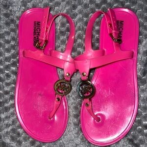 Michael Kors Fuchsia Sandals with Gold Accents